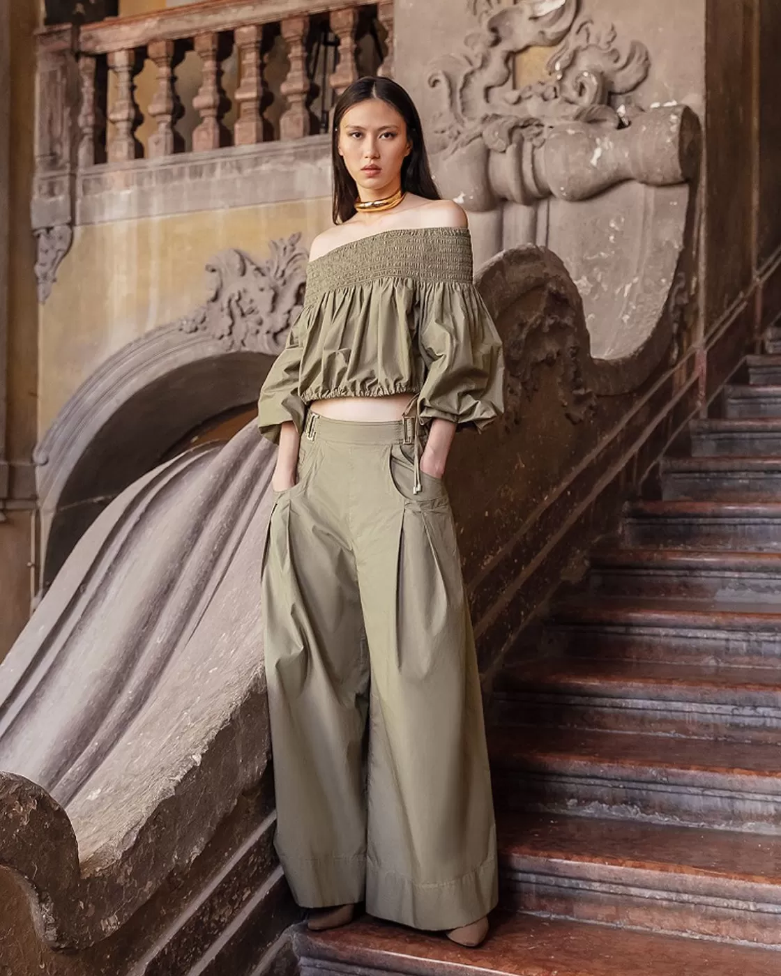 Mes Demoiselles Paris Pantalons>Pantalon Paline Kaki